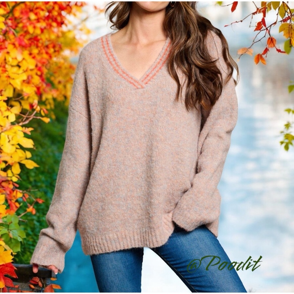 MYSTREE v neck part wool sweater S M L - Picture 3 of 9